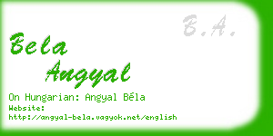 bela angyal business card