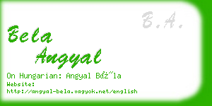 bela angyal business card